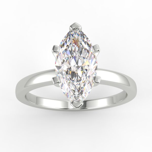 White gold marquise cut diamond engagement ring in a solitaire setting