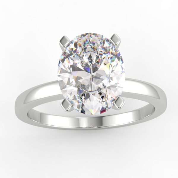 White gold oval cut diamond engagement ring in a solitaire setting