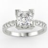 White gold princess cut diamond engagement ring in a pave setting