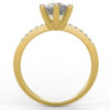 Yellow gold round diamond engagement ring in a six-prong pave setting