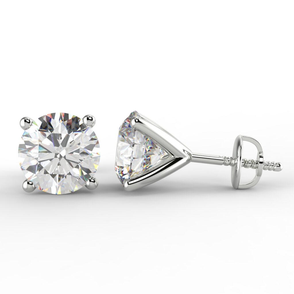 2.65 carat D SI2 Round Diamond Stud Earrings Set In 14 Karat Solid ...