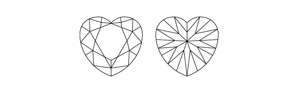 Heart cut diamond illustration top and bottom