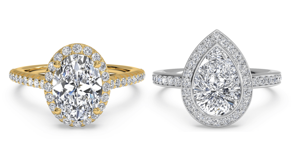 Yellow and white gold engagement rings