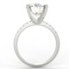 White gold oval cut diamond engagement ring in a pave prong setting