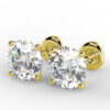 Yellow gold diamond stud earrings with screw-backs