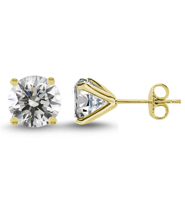 Yellow gold diamond stud earrings with butterfly push-backs