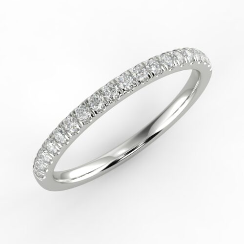Pave diamond wedding band in white gold